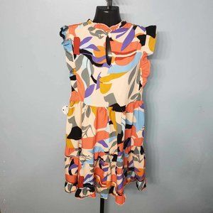 Jodifle Womans Colorful Tutti Frutti Floral Casual Dress  |Size: L